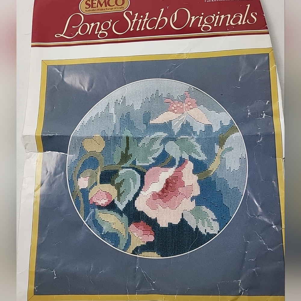 Vintage Peony Peonies Long Stitch Crewel Needlepoint Kit Open Package